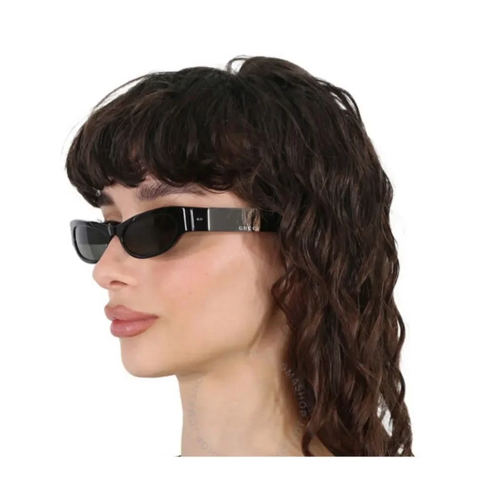 GUCCI Cat Eye Sunglasses Black Narrow Logo Gg1635S Runway Mask Unisex 003 NEW